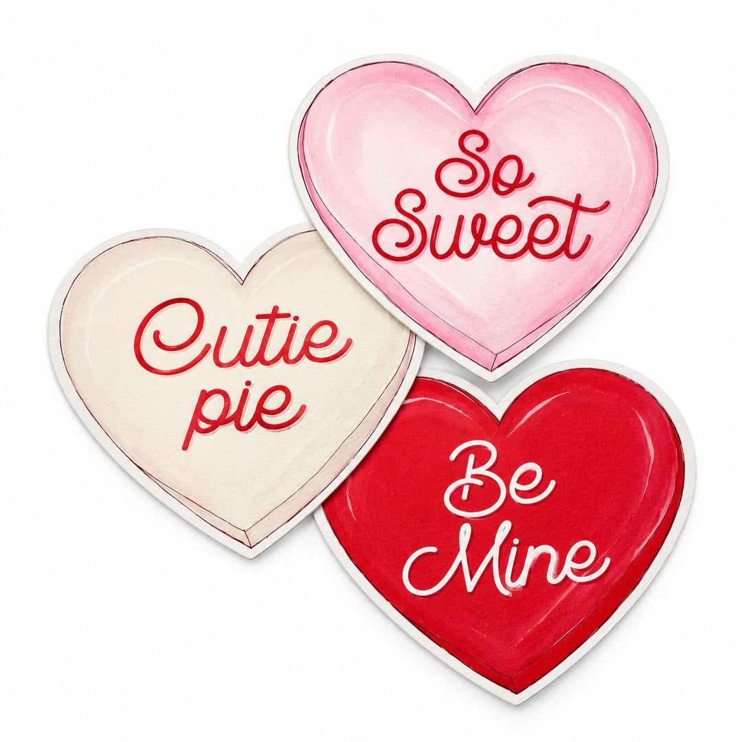 Conversation Hearts Red Pink and White Coasters Coasters Rosanne Beck 