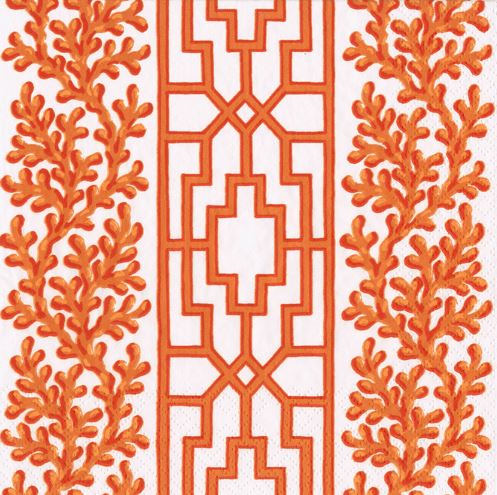 Coral and Trellis in Coral Cocktail Napkins - 20 Per Package (Copy) Cocktail Napkins Caspari 