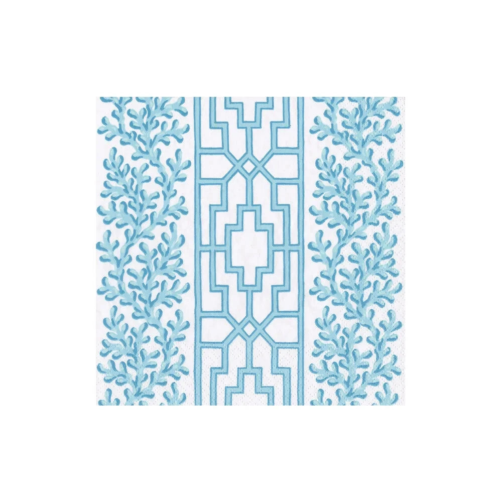 Coral and Trellis Robin's Egg Cocktail Napkins - 20 Per Package Cocktail Napkins Caspari 