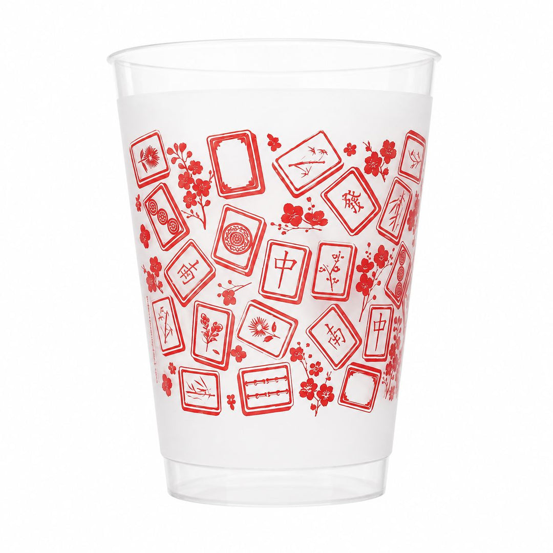 Coral Mahjong Tiles and Flowers Shatterproof Cups Drinkware Rosanne Beck 