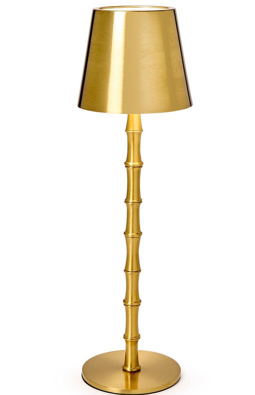 Cordless Gold Bamboo Table Lamp with Shade in Gift Box Lamp Two's Company 