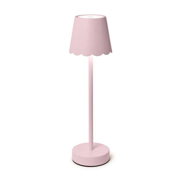 Cordless Table Lamp with Scalloped Edge Shade - Pink Lamp Two's Company 
