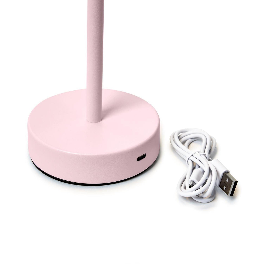 Cordless Table Lamp with Scalloped Edge Shade - Pink Lamp Two's Company 