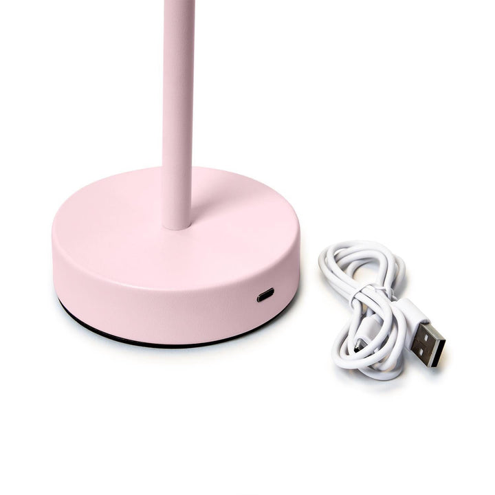 Cordless Table Lamp with Scalloped Edge Shade - Pink Lamp Two's Company 