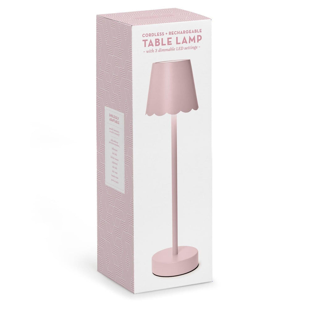 Cordless Table Lamp with Scalloped Edge Shade - Pink Lamp Two's Company 