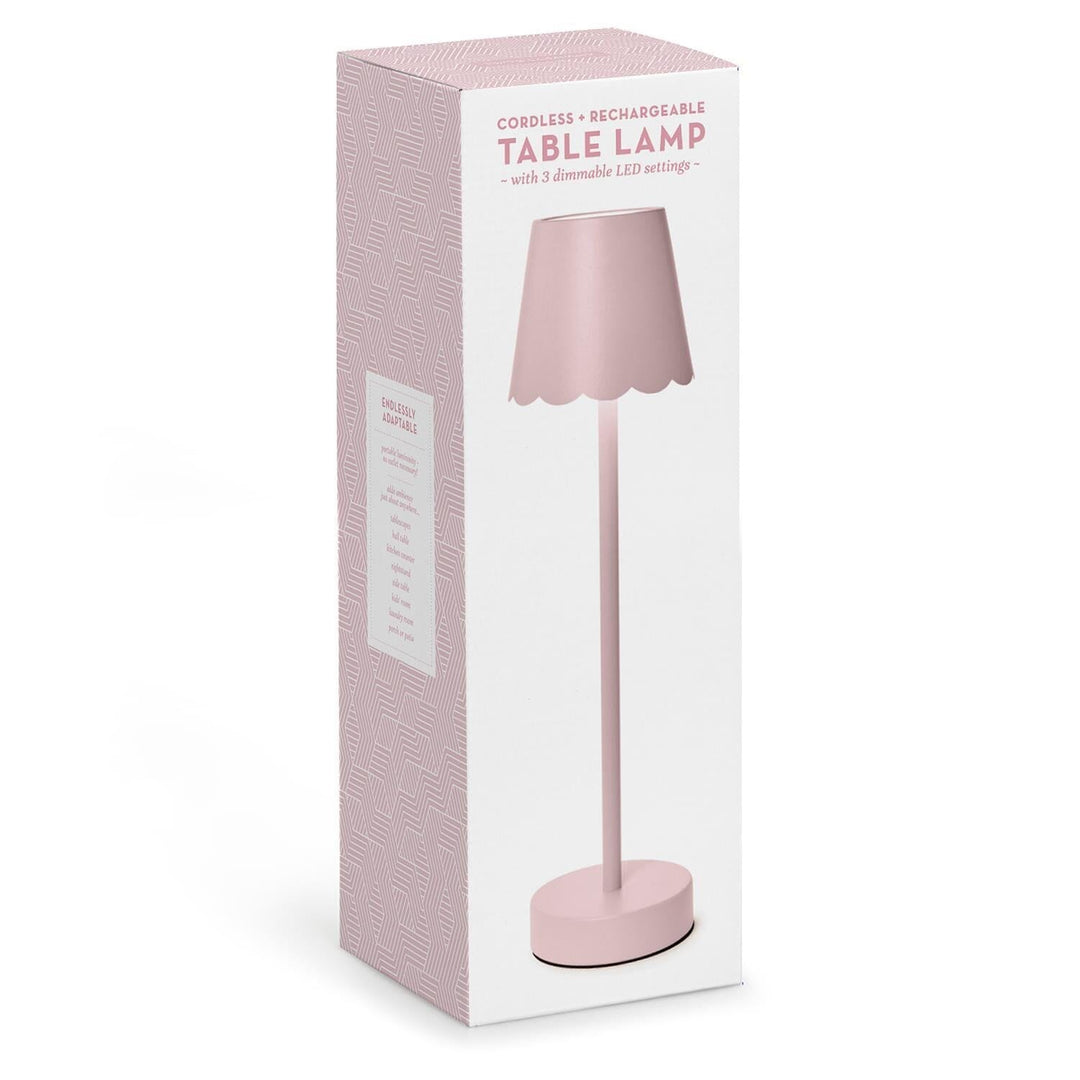 Cordless Table Lamp with Scalloped Edge Shade - Pink Lamp Two's Company 