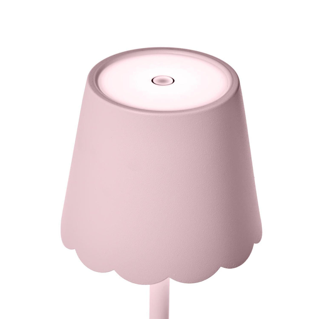 Cordless Table Lamp with Scalloped Edge Shade - Pink Lamp Two's Company 