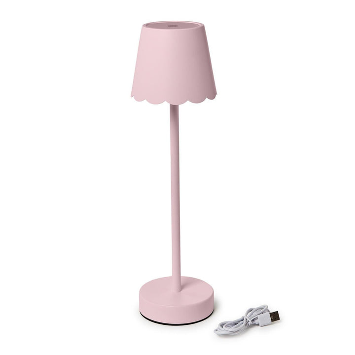 Cordless Table Lamp with Scalloped Edge Shade - Pink Lamp Two's Company 