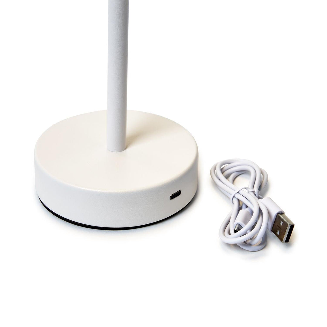 Cordless Table Lamp with Scalloped Edge Shade - White Lamp Two's Company 