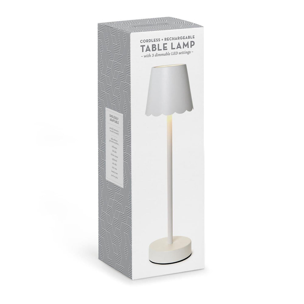 Cordless Table Lamp with Scalloped Edge Shade - White Lamp Two's Company 