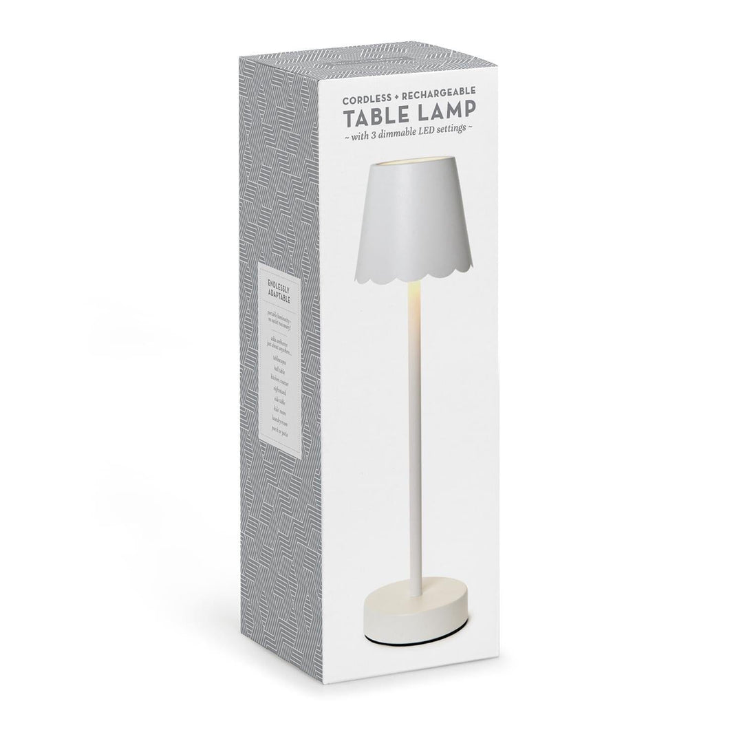 Cordless Table Lamp with Scalloped Edge Shade - White Lamp Two's Company 