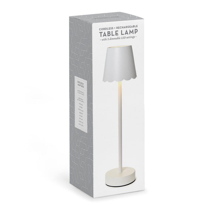 Cordless Table Lamp with Scalloped Edge Shade - White Lamp Two's Company 