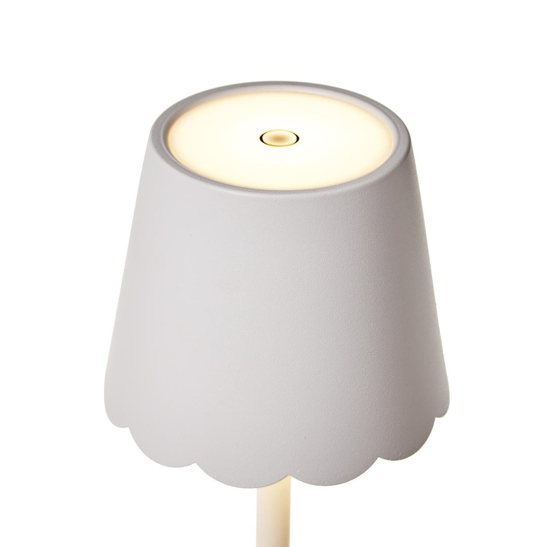 Cordless Table Lamp with Scalloped Edge Shade - White Lamp Two's Company 