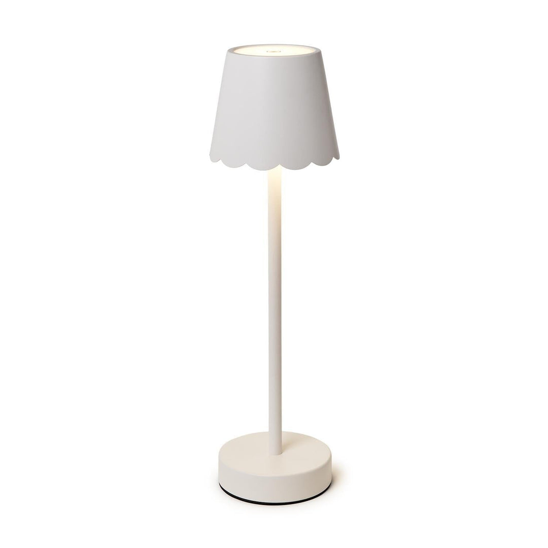 Cordless Table Lamp with Scalloped Edge Shade - White Lamp Two's Company 