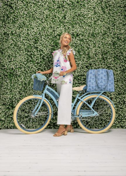 Cornflower Block Print Tote Tote Queens Designs 