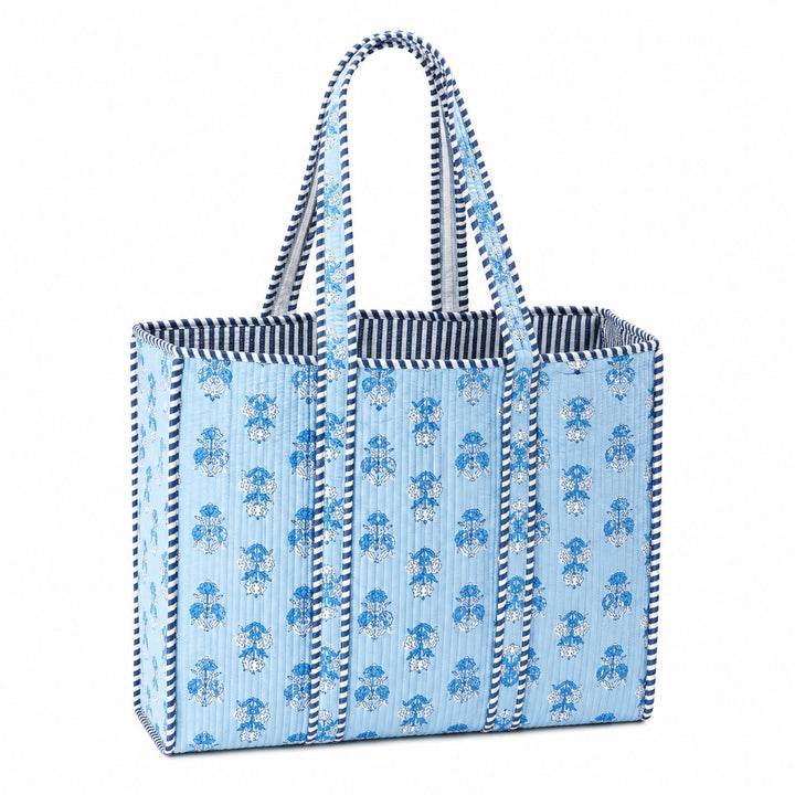 Cornflower Block Print Tote Tote Queens Designs 