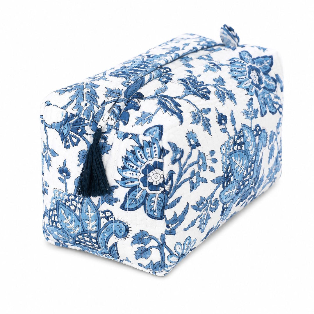 Cosmetic Bag - Gayatri Blue Cosmetic/Accessories Bags Pacific & Rose Textles 