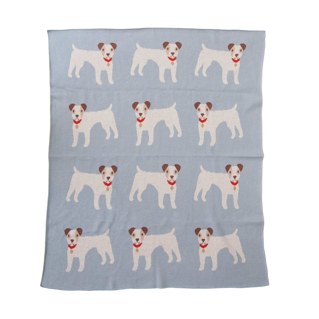 Cotton Knit Baby Blanket - Dogs on Blue Baby Blanket Creative Co-Op 