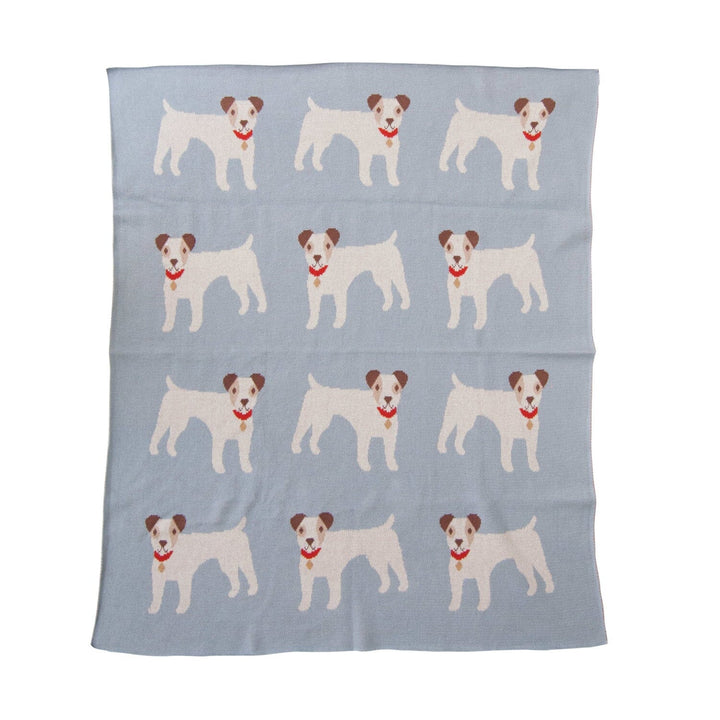 Cotton Knit Baby Blanket - Dogs on Blue Baby Blanket Creative Co-Op 