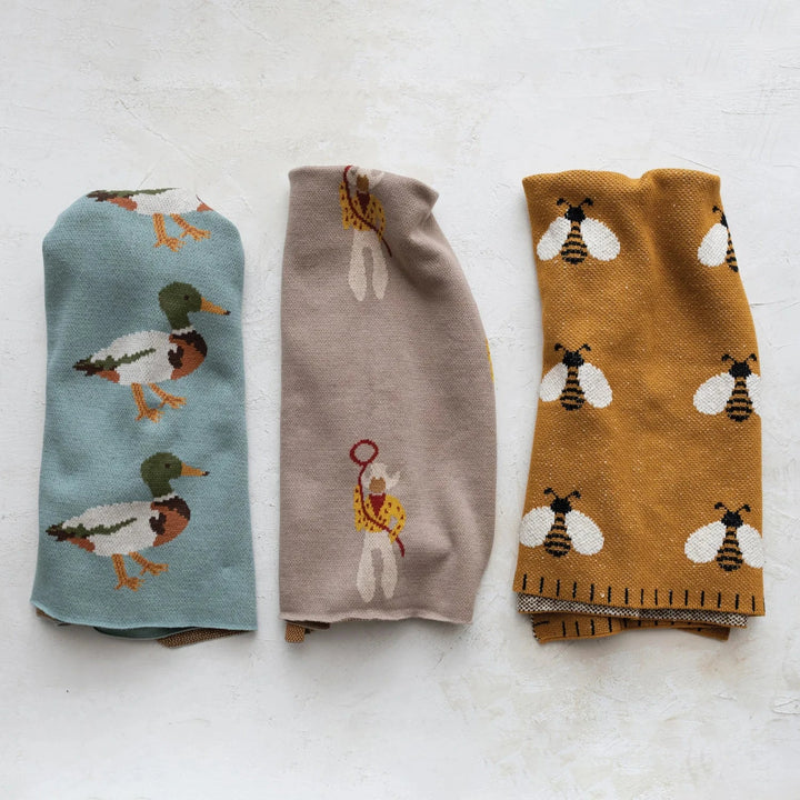 Cotton Knit Baby Blanket - Ducks Baby Blanket Creative Co-Op 