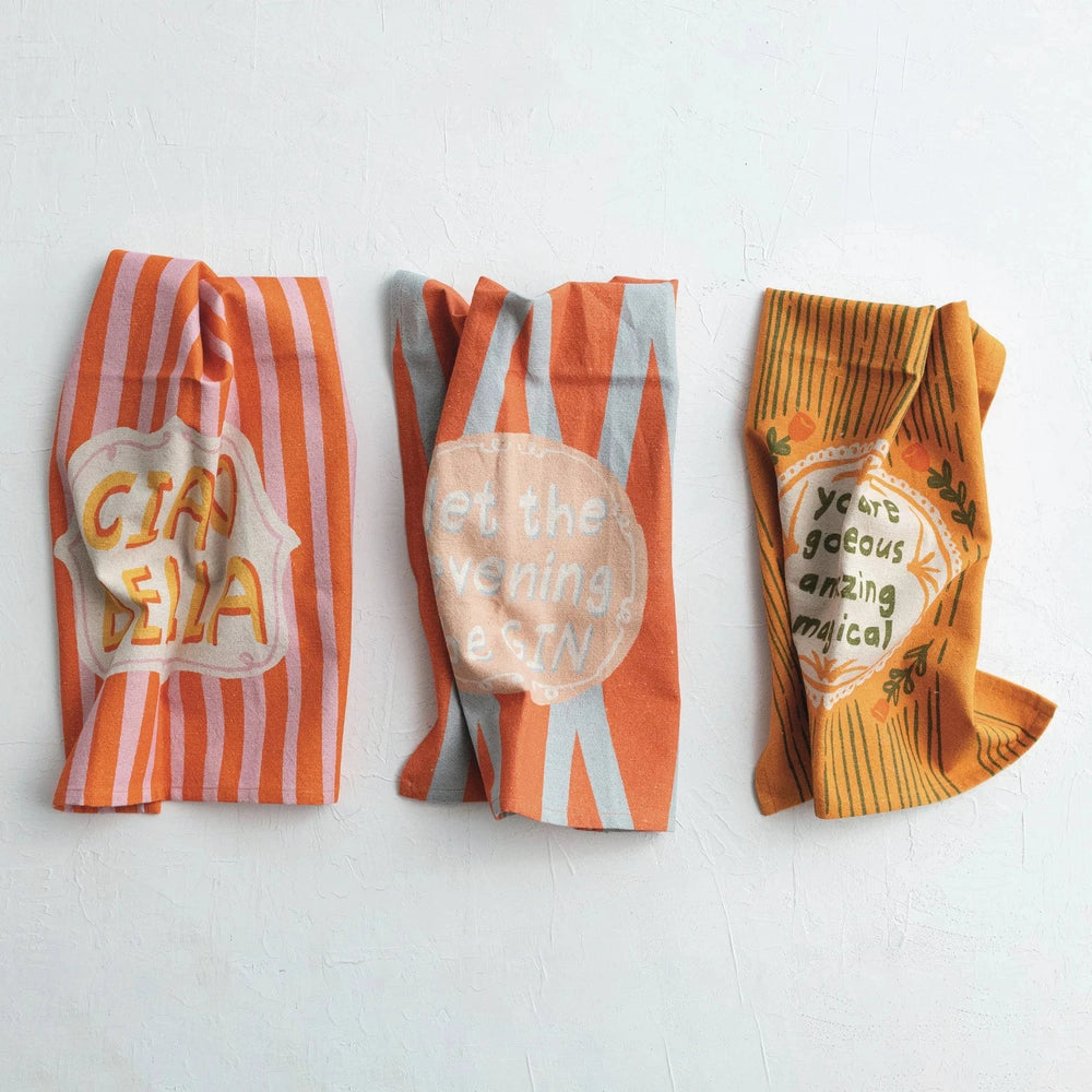 Cotton & Linen Printed Tea Towels Tea Towels Creative Co-Op 