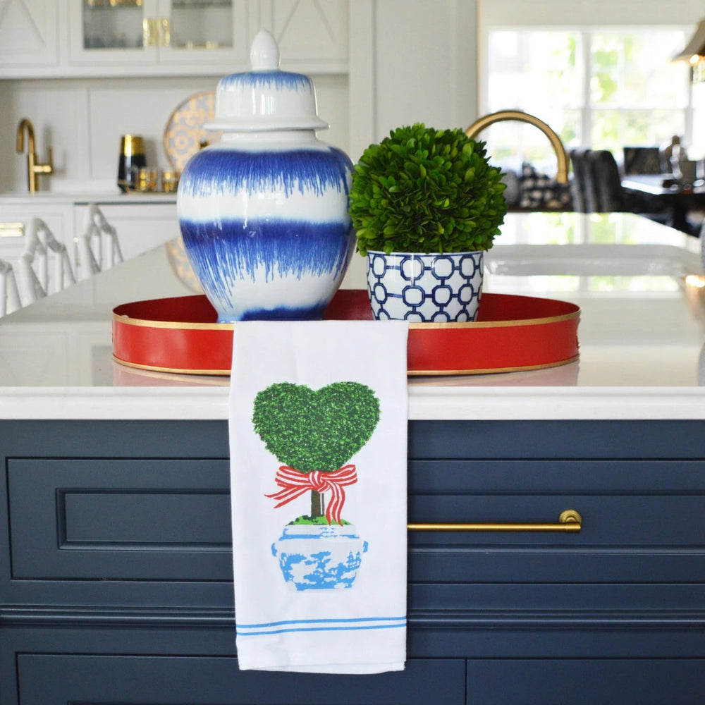 Cotton Tea Towel - Heart Topiary Kitchen Towel WH Hostess 