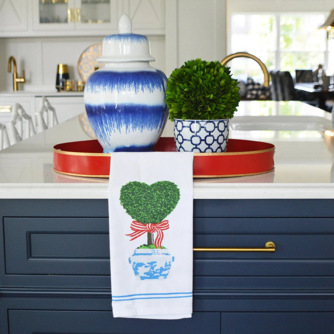 Cotton Tea Towel - Heart Topiary Kitchen Towel WH Hostess 