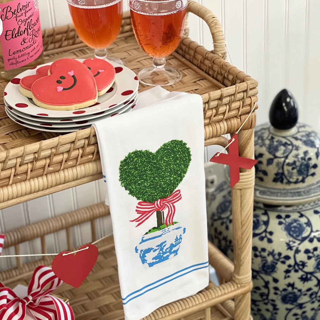 Cotton Tea Towel - Heart Topiary Kitchen Towel WH Hostess 