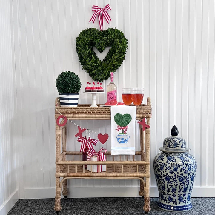 Cotton Tea Towel - Heart Topiary Kitchen Towel WH Hostess 