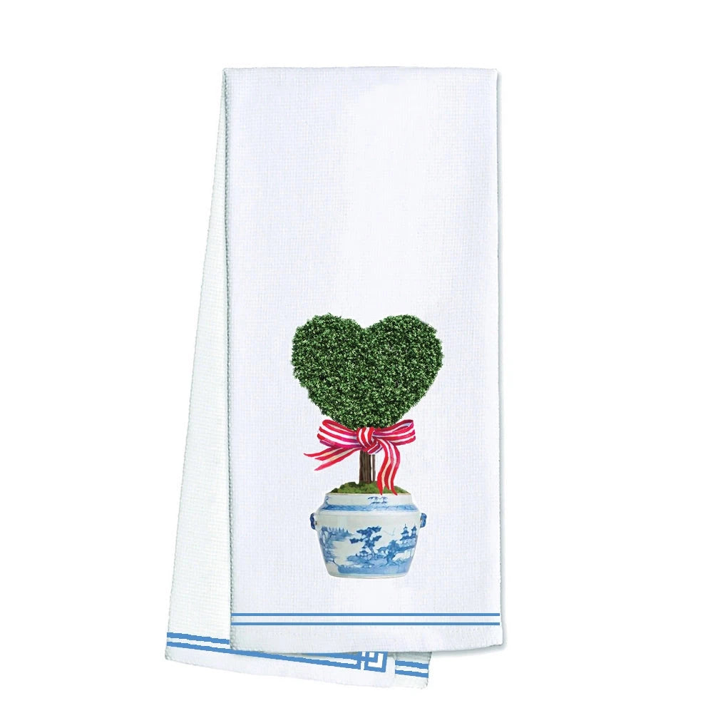 Cotton Tea Towel - Heart Topiary Kitchen Towel WH Hostess 