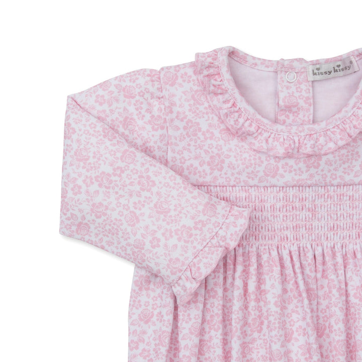 Country Garden Pink Smocked Sack Girl Gown Kissy Kissy 