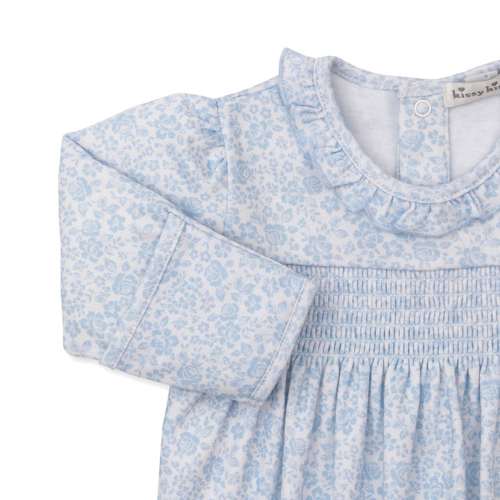 Country Gardens Light Blue Smocked Footie Girl Footie Kissy Kissy 