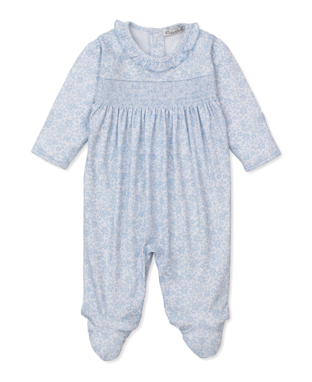 Country Gardens Light Blue Smocked Footie Girl Footie Kissy Kissy 