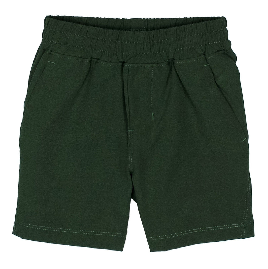 Court Shorts- Hunter Green Boy Shorts Properly Tied 