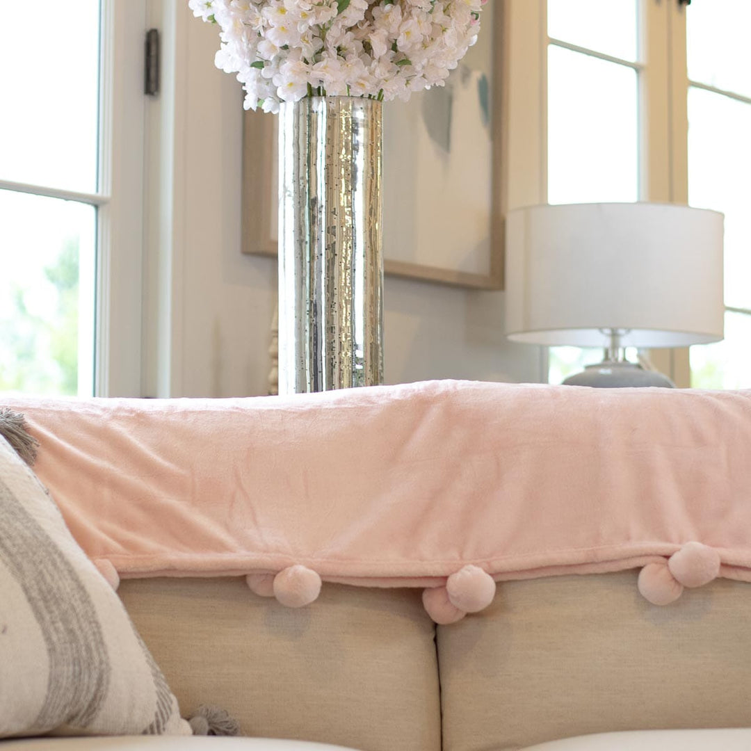 Cozy Pom Pom Throw - Light Pink Blanket The Royal Standard 