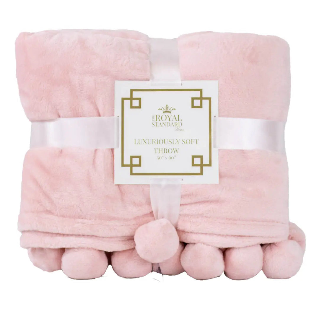 Cozy Pom Pom Throw - Light Pink Blanket The Royal Standard 