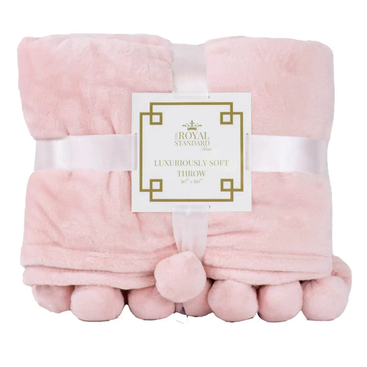 Cozy Pom Pom Throw - Light Pink Blanket The Royal Standard 