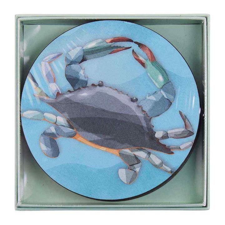 Crab Round Coaster - Set of 4 Coasters Rock Flower Paper 