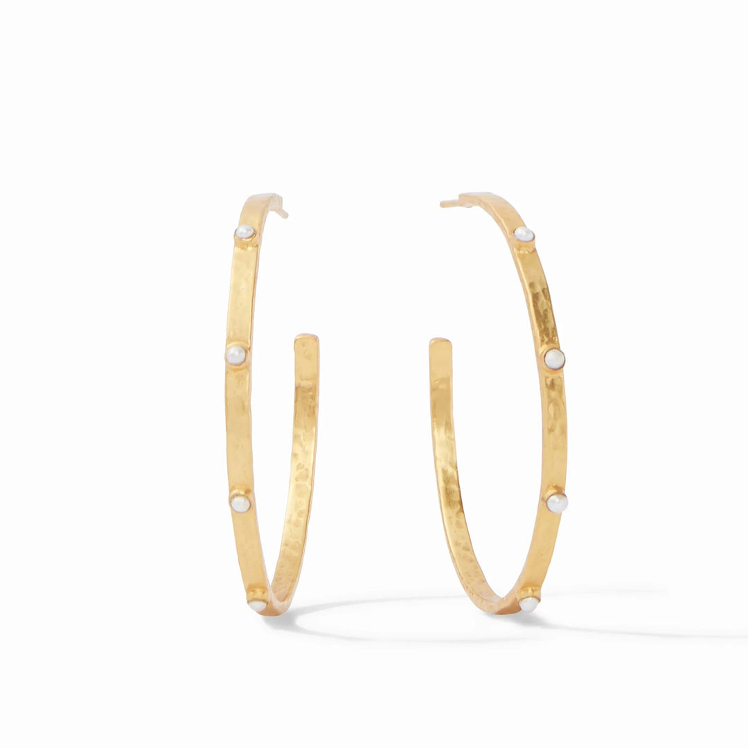 Crescent Stone Hoop Earrings - Pearl Womens Earrings Julie Vos Extra Large 