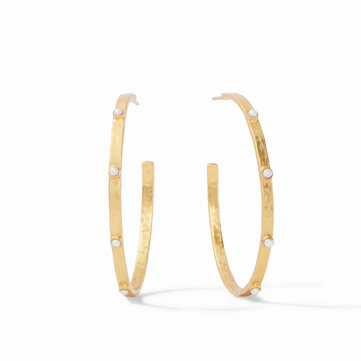 Crescent Stone Hoop Earrings - Pearl Womens Earrings Julie Vos Extra Large 