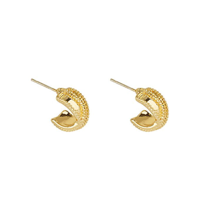 Crisscross Textured Hoops Womens Earrings Golden Stella 