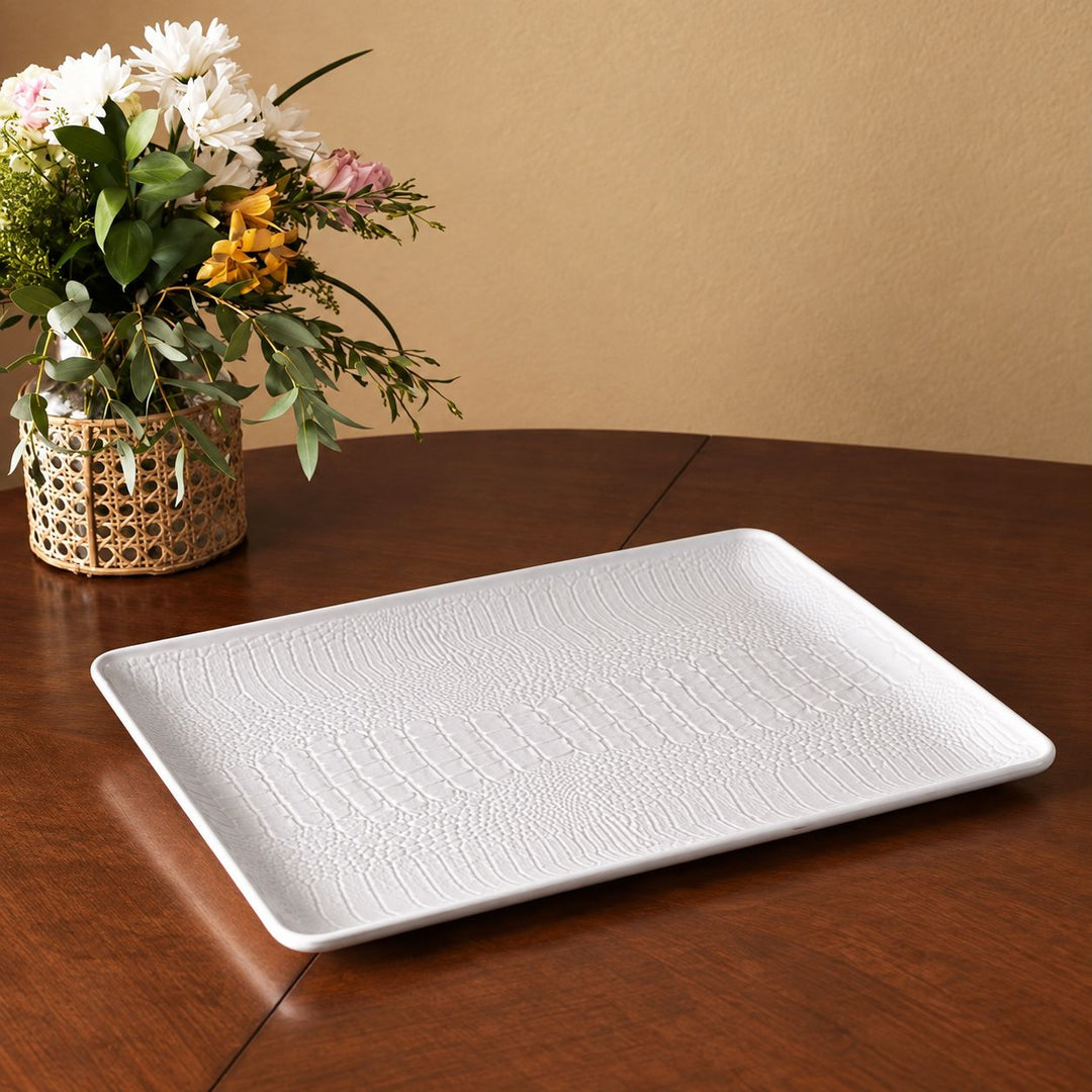 Croc Extra Large Rectangle Tray - White Decorative Tray Beatriz Ball 
