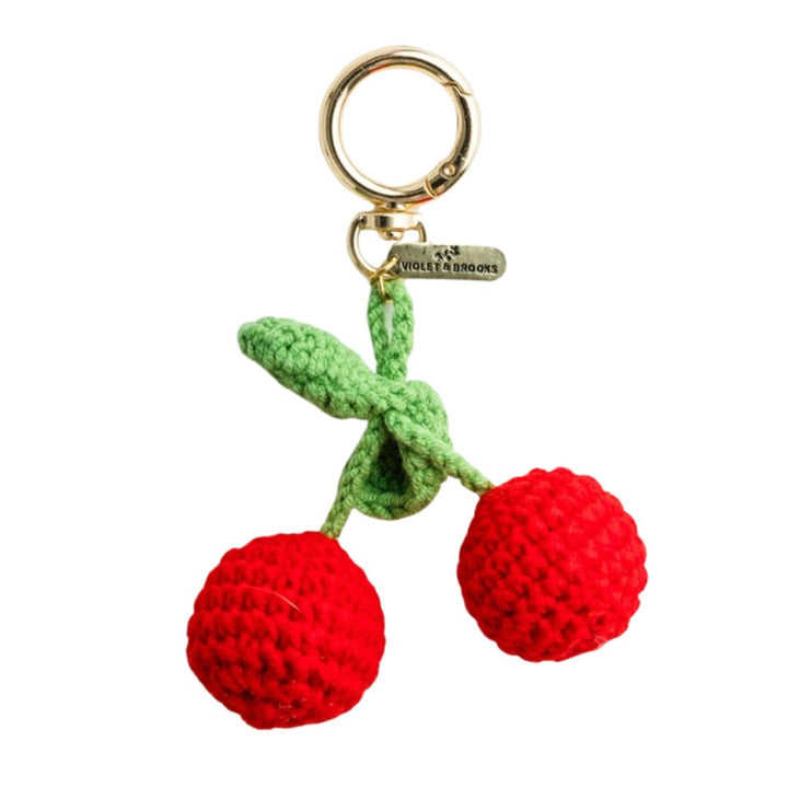 Crochet Fruit Bag Charm Bag Charm Violet & Brooks Red Cherry 