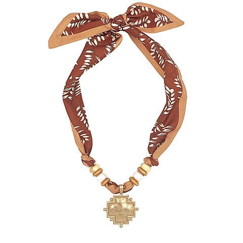 Cross Pendant & Bead Scarf Necklace Womens Necklace Golden Stella 