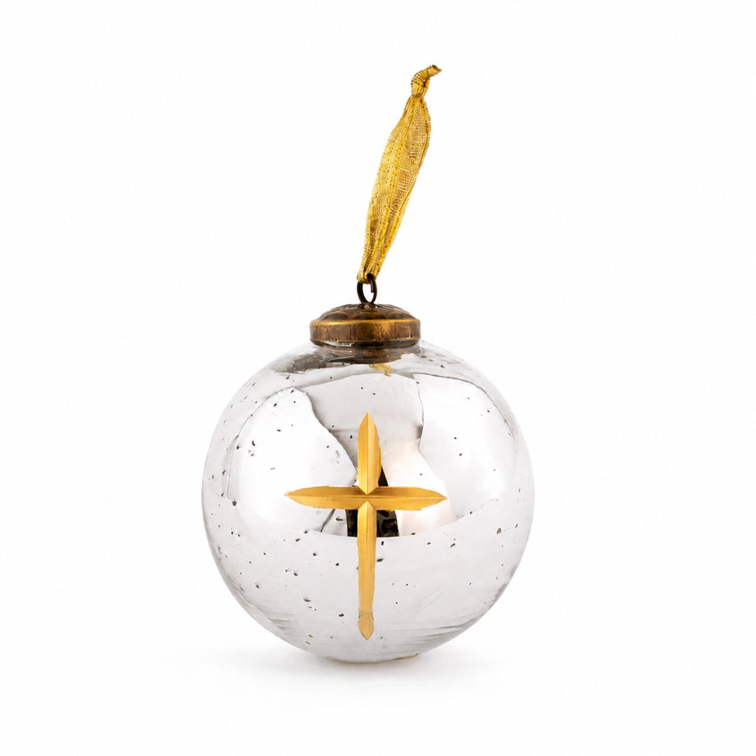 Cruix Glass Ball Ornament in Antique Silver Christmas Ornament The Royal Standard 