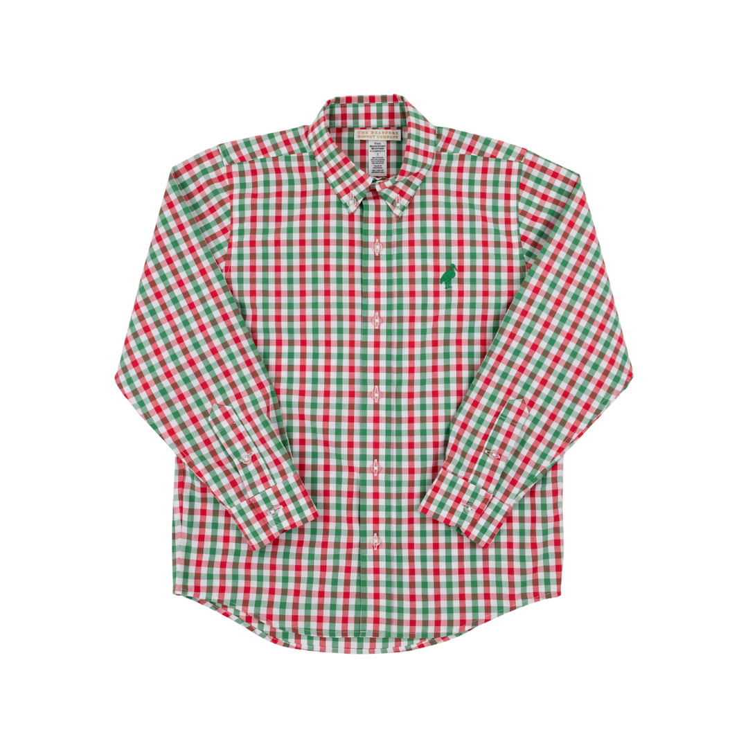 Dean's List Dress Shirt - Richmond Red and Kiawah Kelly Green Gingham