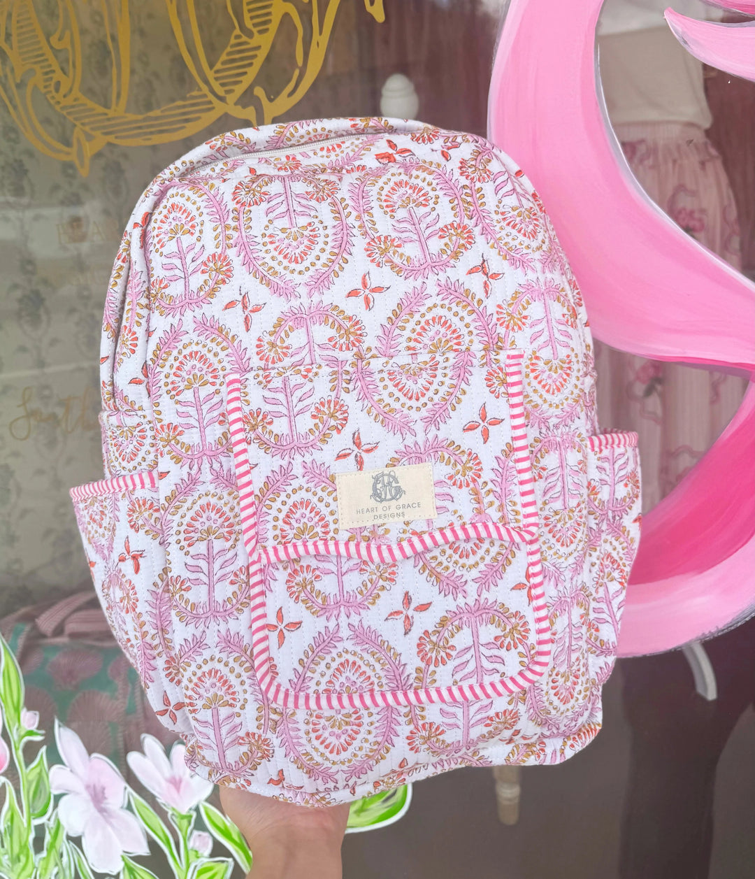 Dahlia Scalloped Quilted Backpack Womens Backpack Heart of Grace 