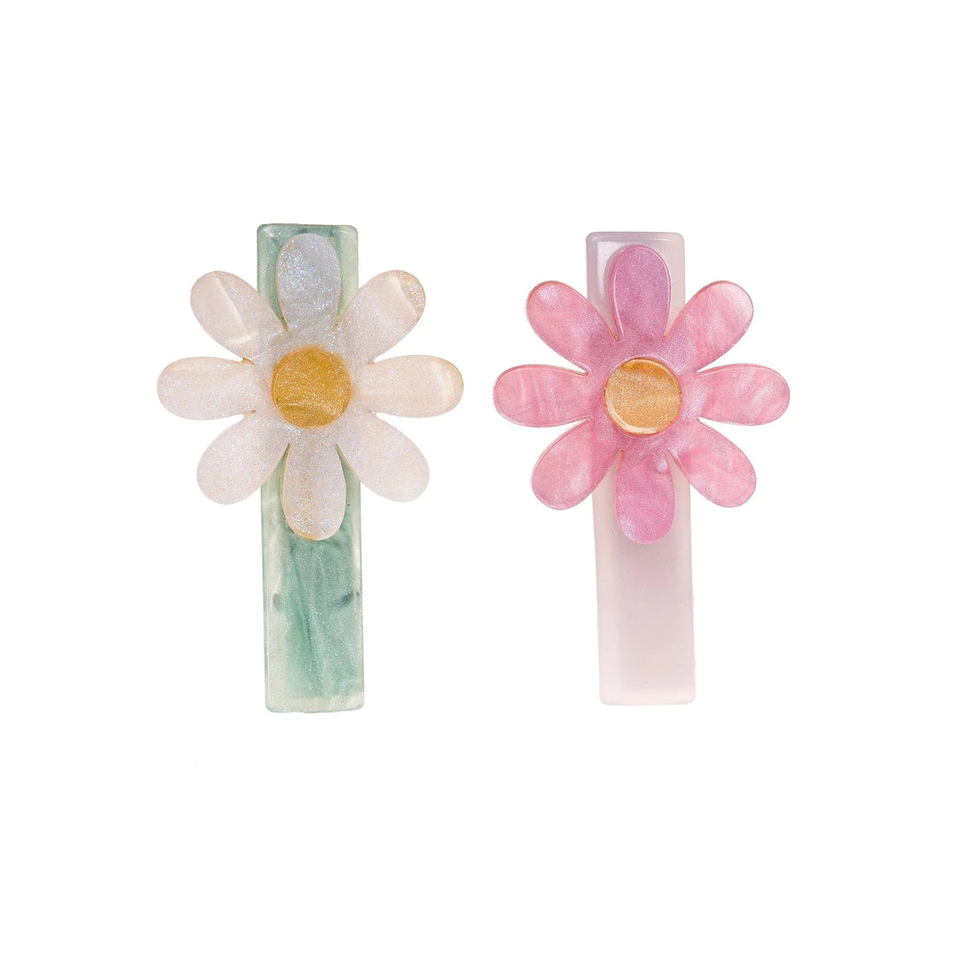 Daisy Pink & White Pearl Hair Clips Girl Hair Accessory Lilies and Roses 