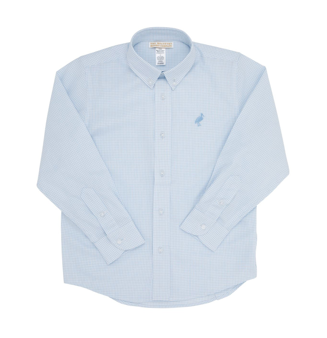 Dean's List Dress Shirt - Barrington Blue Mini Windowpane Boy Shirt Beaufort Bonnet 