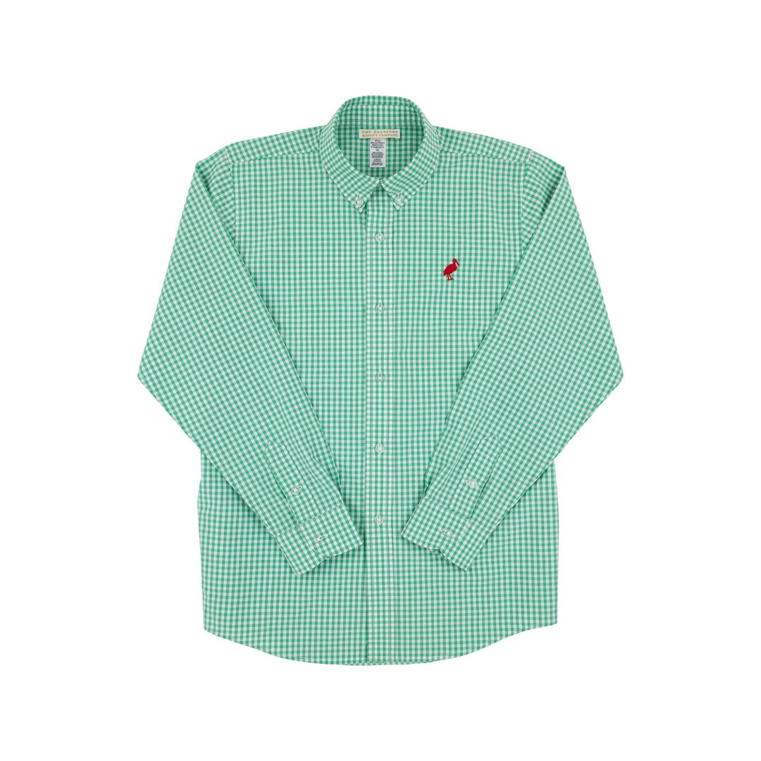 Dean's List Dress Shirt - Gibson Island Green Mini Gingham Boy Shirt Beaufort Bonnet 